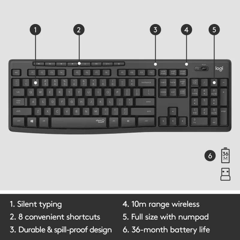 LOGITECH MK295 Tylus belaidis rinkinys Graphite AZERTY Belgijos