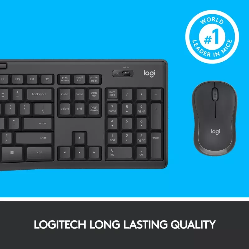LOGITECH MK295 Tylus belaidis rinkinys Graphite AZERTY Belgijos