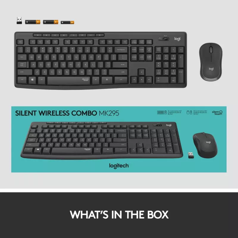 LOGITECH MK295 Tylus belaidis rinkinys Graphite AZERTY Belgijos