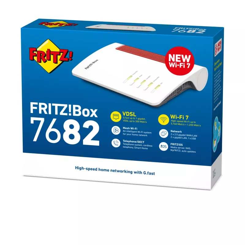 FRITZ!Box 7682 belaidis maršrutizatorius 2.5 Gigabit Ethernet dviejų juostų (2,4 GHz / 5 GHz) Baltas