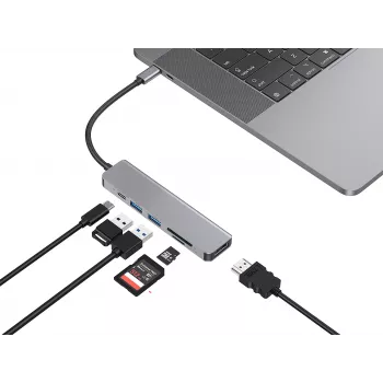 Conceptronic DONN02G nešiojamojo kompiuterio dokas / prievadų platintuvas USB 3.2 Gen 1 (3.1 Gen 1) Type-C aliuminis