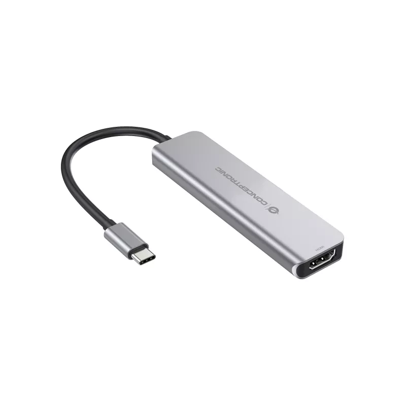 Conceptronic DONN02G nešiojamojo kompiuterio dokas / prievadų platintuvas USB 3.2 Gen 1 (3.1 Gen 1) Type-C aliuminis