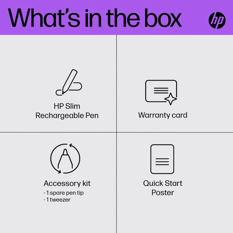 HP Slim Rechargeable Pen rašiklis, juodas, įmontuota baterija