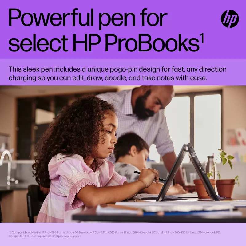 HP Slim Rechargeable Pen rašiklis, juodas, įmontuota baterija