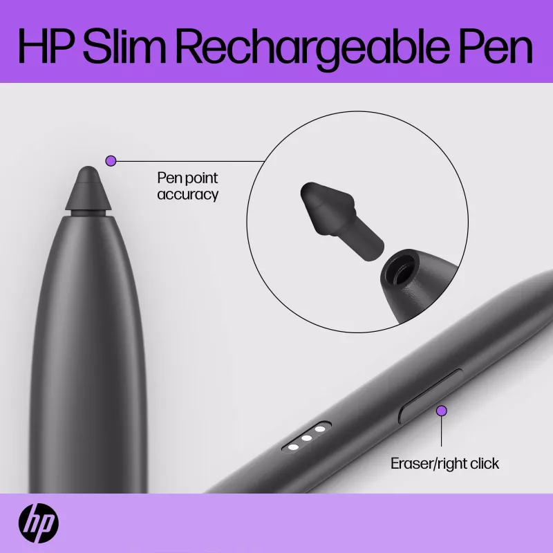 HP Slim Rechargeable Pen rašiklis, juodas, įmontuota baterija