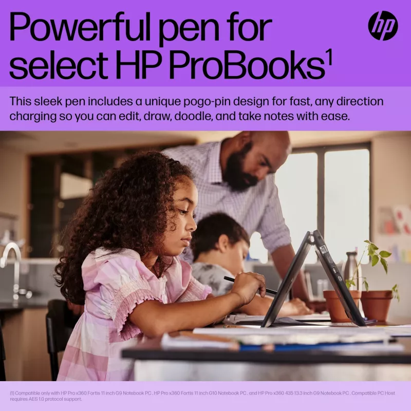 HP Slim Rechargeable Pen rašiklis, juodas, įmontuota baterija