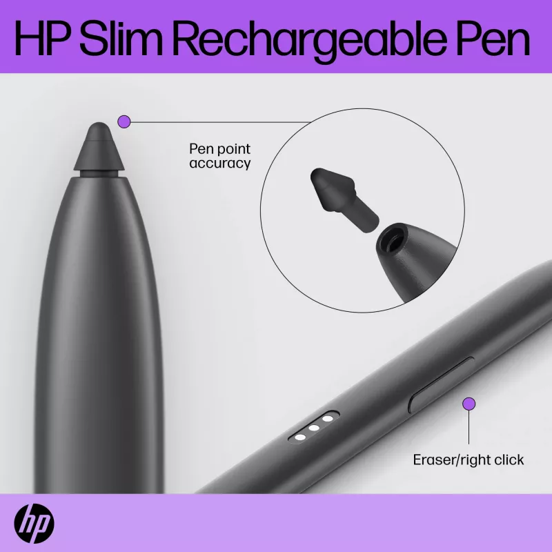 HP Slim Rechargeable Pen rašiklis, juodas, įmontuota baterija