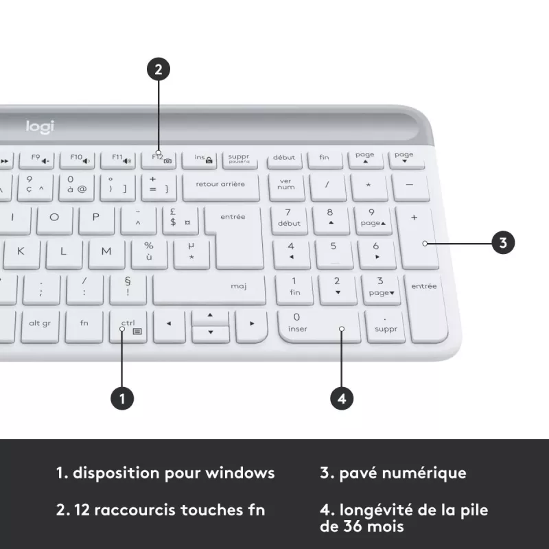 LOGITECH MK470 – belaidis klaviatūros ir pelės rinkinys, offwhite, AZERTY prancūzų išdėstymas