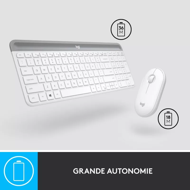 LOGITECH MK470 – belaidis klaviatūros ir pelės rinkinys, offwhite, AZERTY prancūzų išdėstymas