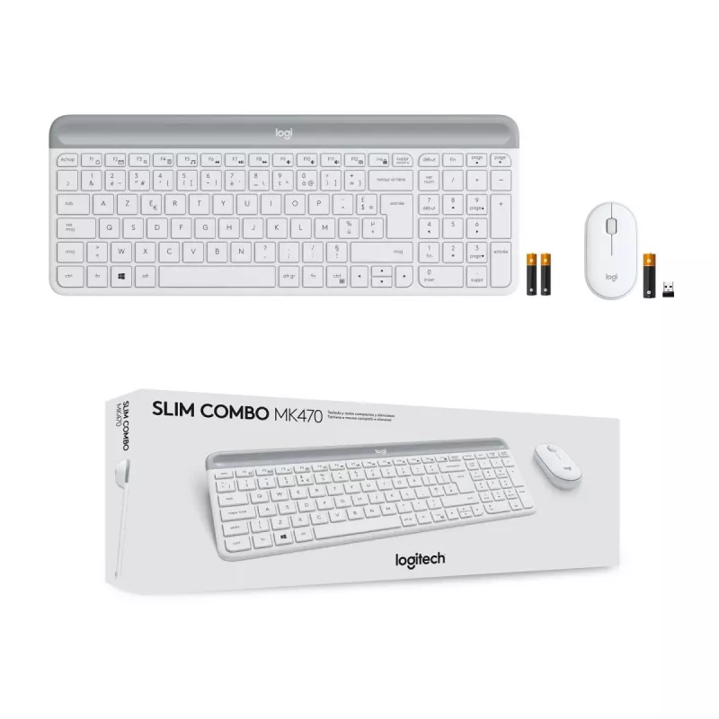 LOGITECH MK470 – belaidis klaviatūros ir pelės rinkinys, offwhite, AZERTY prancūzų išdėstymas