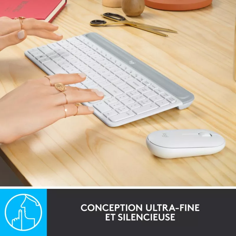 LOGITECH MK470 – belaidis klaviatūros ir pelės rinkinys, offwhite, AZERTY prancūzų išdėstymas