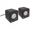 Manhattan 2600 Series garsiakalbių sistema, mažas dydis, didelis garsas, du garsiakalbiai, stereo, USB maitinimas, išėjimas: 2x 3W, 3,5 mm lizdas garsui, įmontuotas garsumo valdymas, kabelis 0,9 m, juoda, trejų metų garantija