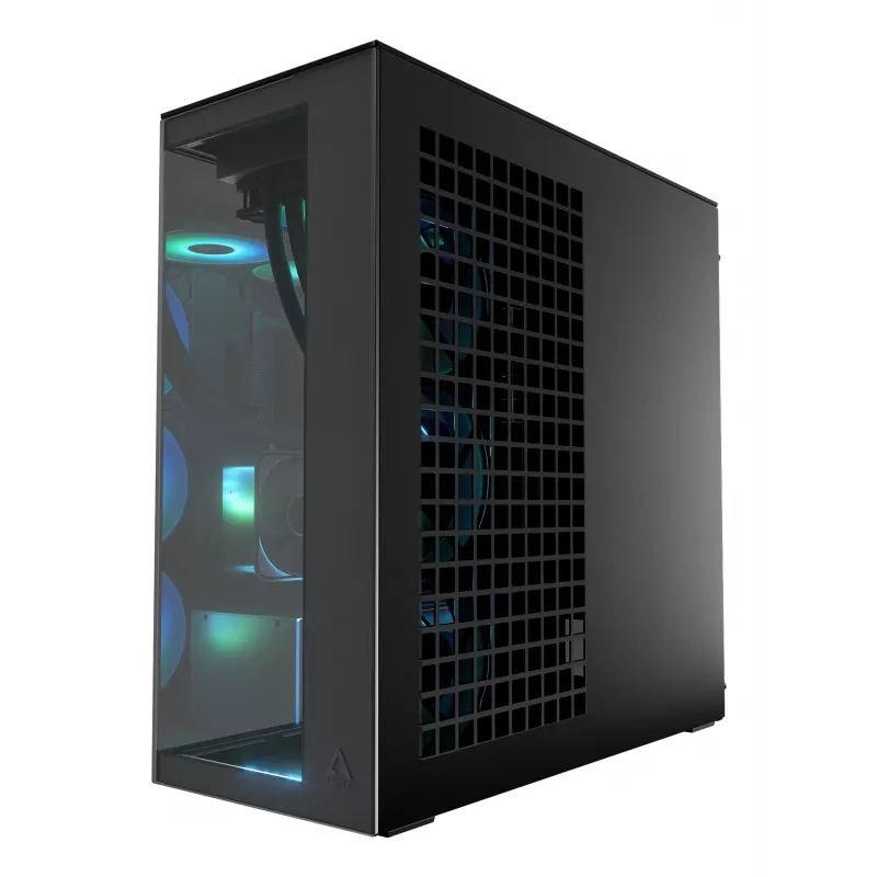 ARCTIC Xtender VG (Mirror Black) Premium E-ATX kompiuterio korpusas su vertikaliu vaizdo plokštės montavimu