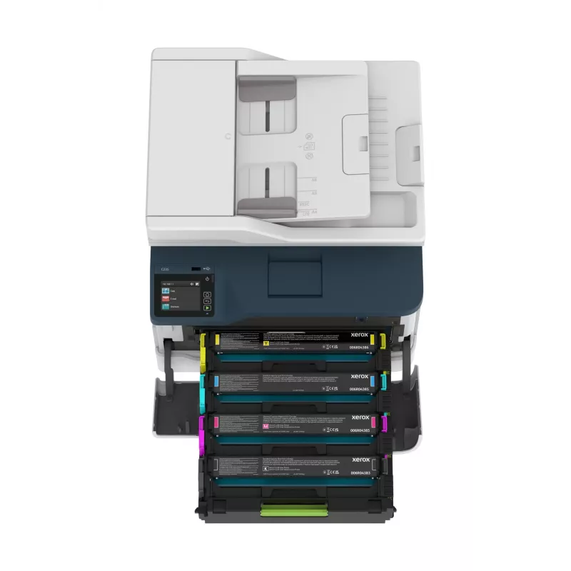 Xerox C235 A4 spalvotas daugiafunkcis spausdintuvas, 22 ppm, belaidis, kopijavimas/spausdinimas/nuskaitymas/faksas, PS3, PCL5e/6, ADF, 2 padėklai, 251 lapas