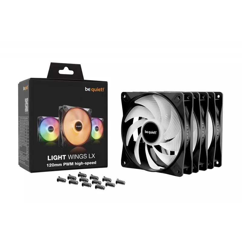 be quiet! LIGHT WINGS LX 120mm PWM High Speed 3 vnt. Juodas kompiuterio ventiliatorius 12 cm