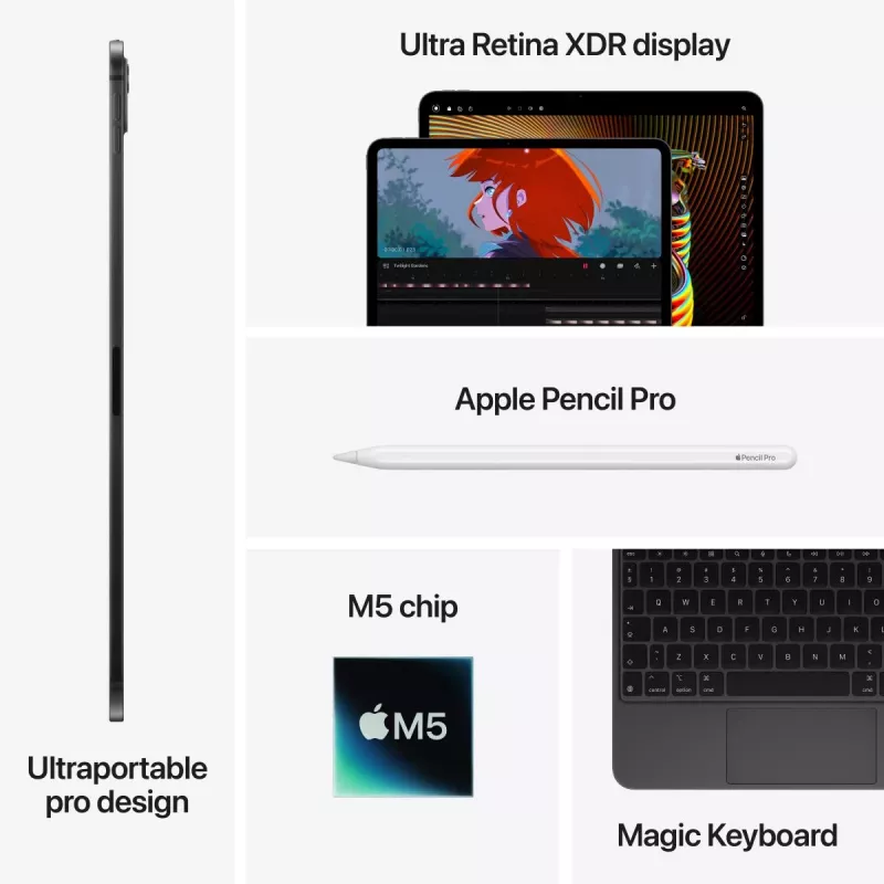 APPLE iPad Pro M5 - 11 colių - Wi-Fi + Cellular - 512 GB - Standartinis stiklas - Juoda