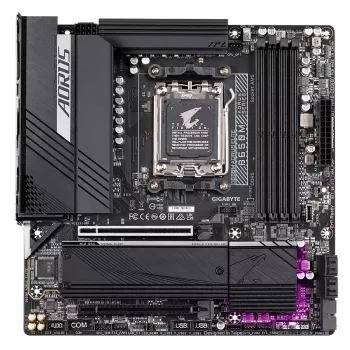 GIGABYTE B650M AORUS ELITE pagrindinė plokštė - AMD Ryzen 9000 CPU, 12+2+2 fazių VRM, iki 8000MHz DDR5, 1xPCIe 5.0 + 1xPCIe 4.0 M.2, 2.5GbE LAN, USB 3.2 Gen 2x2