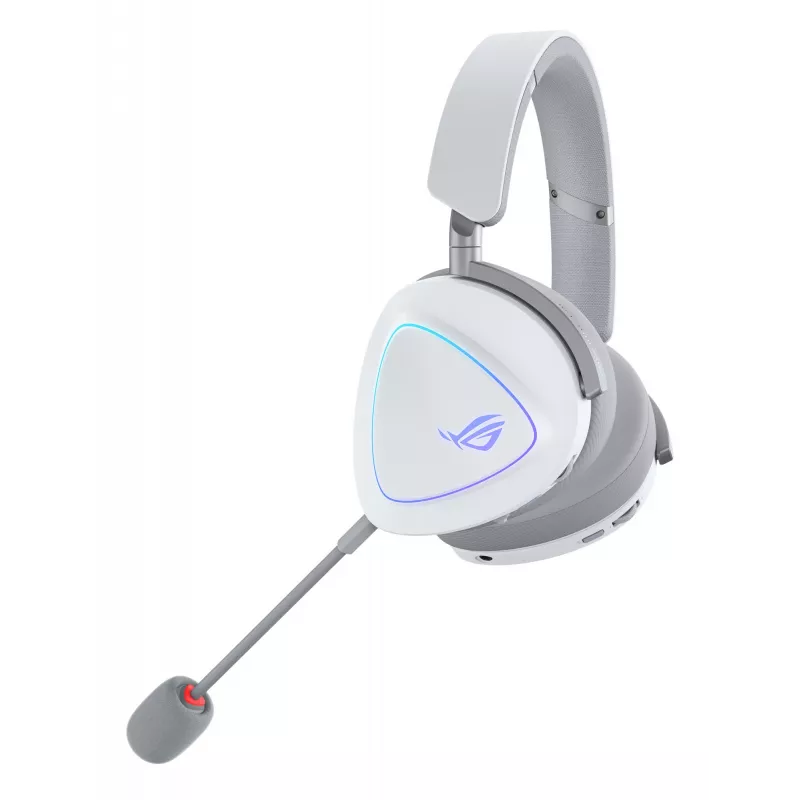 Ausinės ASUS ROG Delta II belaidės ir laidinės, žaidimų, USB Type-C, Bluetooth, baltos