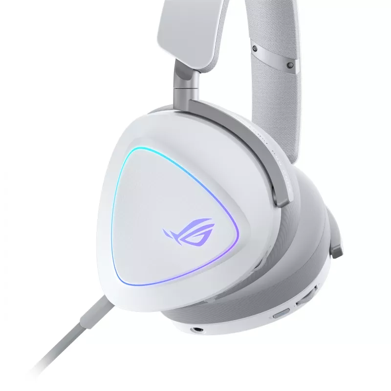 Ausinės ASUS ROG Delta II belaidės ir laidinės, žaidimų, USB Type-C, Bluetooth, baltos