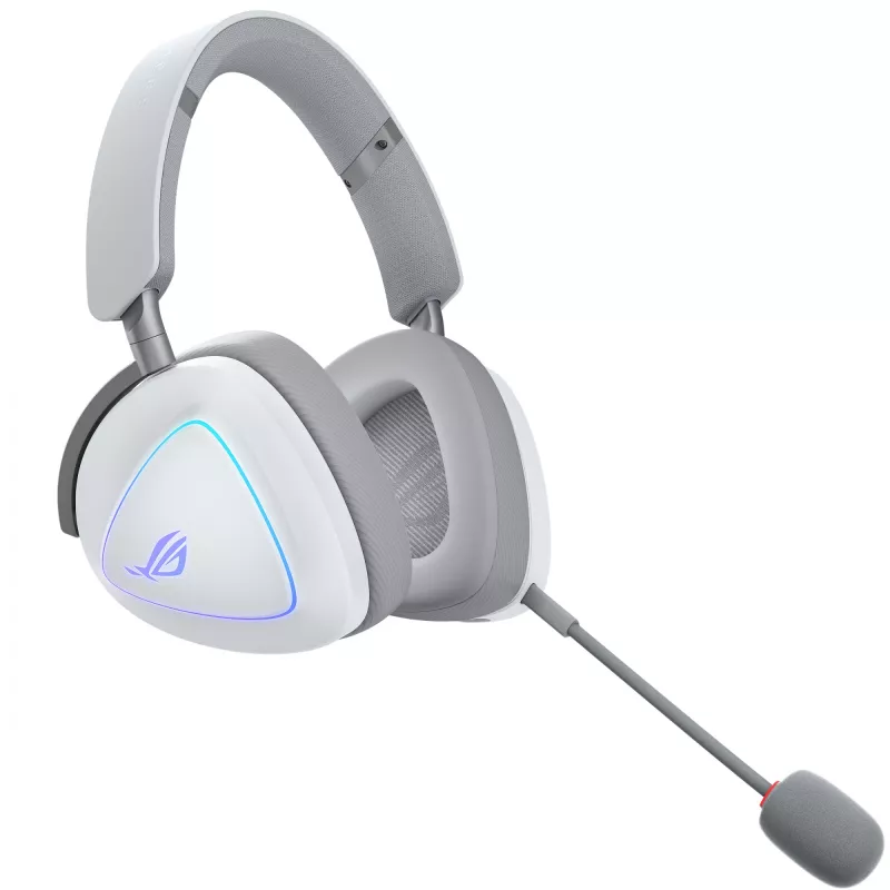 Ausinės ASUS ROG Delta II belaidės ir laidinės, žaidimų, USB Type-C, Bluetooth, baltos