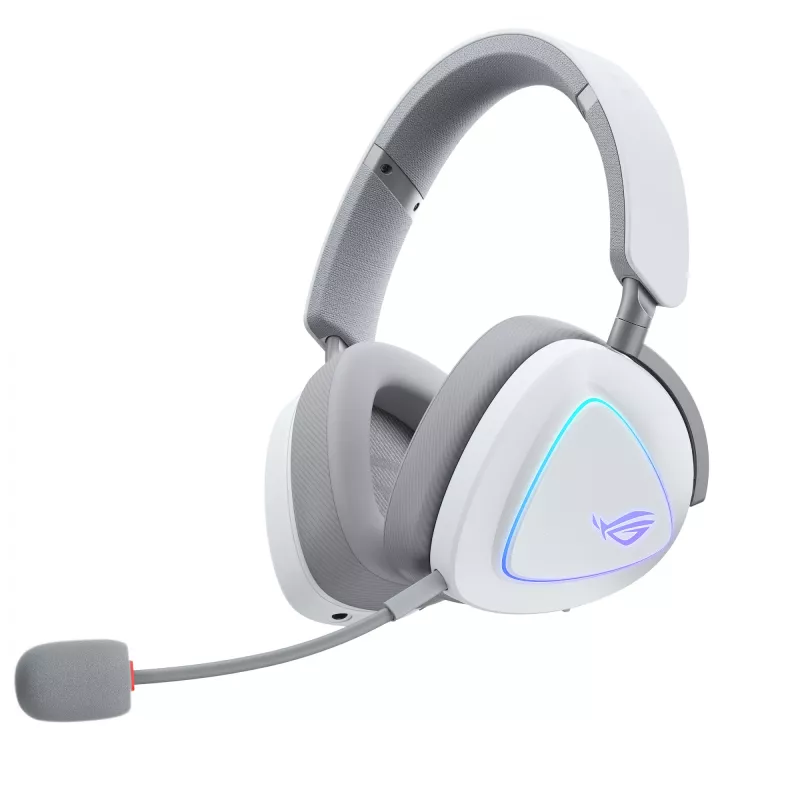 Ausinės ASUS ROG Delta II belaidės ir laidinės, žaidimų, USB Type-C, Bluetooth, baltos