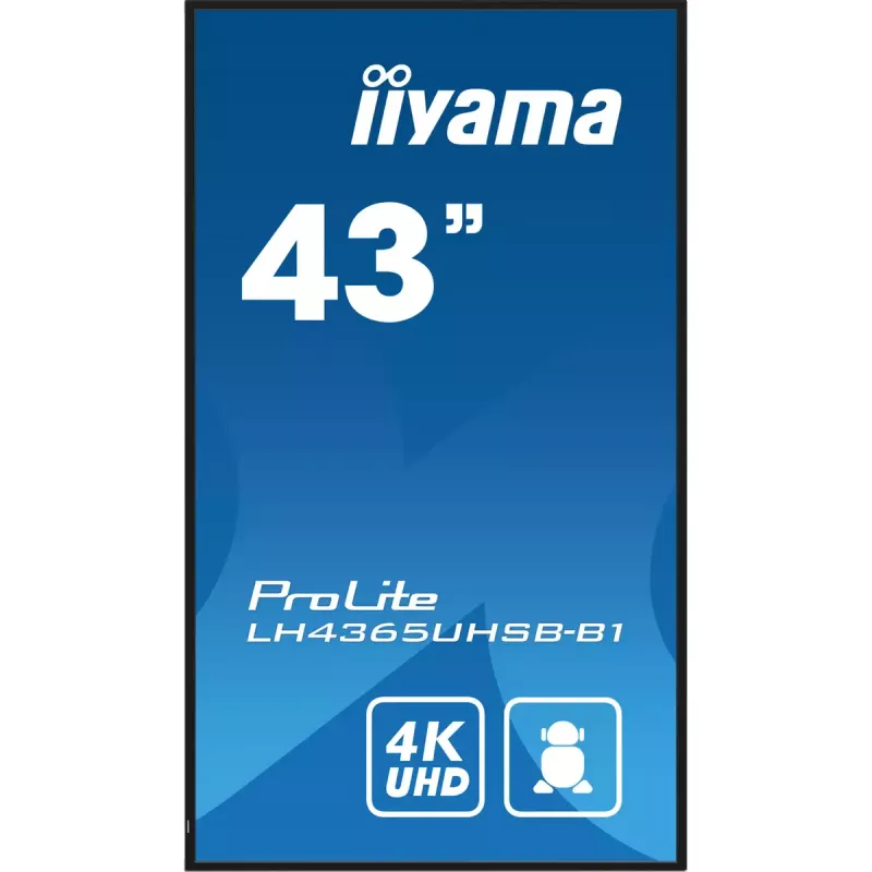 iiyama LH4365UHSB-B1 reklaminis ekranas su kiosko dizainu 108 cm (42,5 colio) LED Wi-Fi 800 cd/m² 4K Ultra HD juodas su integruotu procesoriumi Android 11 24/7