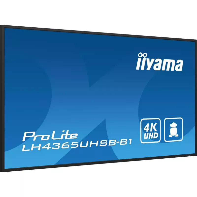 iiyama LH4365UHSB-B1 reklaminis ekranas su kiosko dizainu 108 cm (42,5 colio) LED Wi-Fi 800 cd/m² 4K Ultra HD juodas su integruotu procesoriumi Android 11 24/7