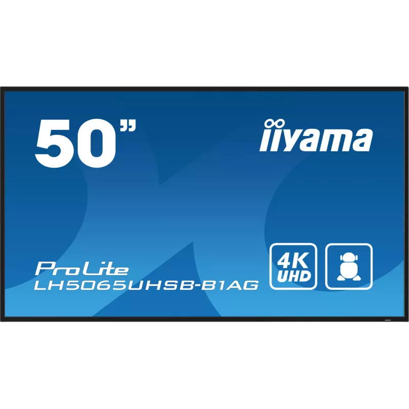 iiyama LH5065UHSB-B1AG Skaitmeninės reklamos ekranas 125,7 cm (49,5 colio) LCD Wi-Fi 800 cd/m² 4K Ultra HD Juodas Įmontuotas procesorius Android 11 24/7