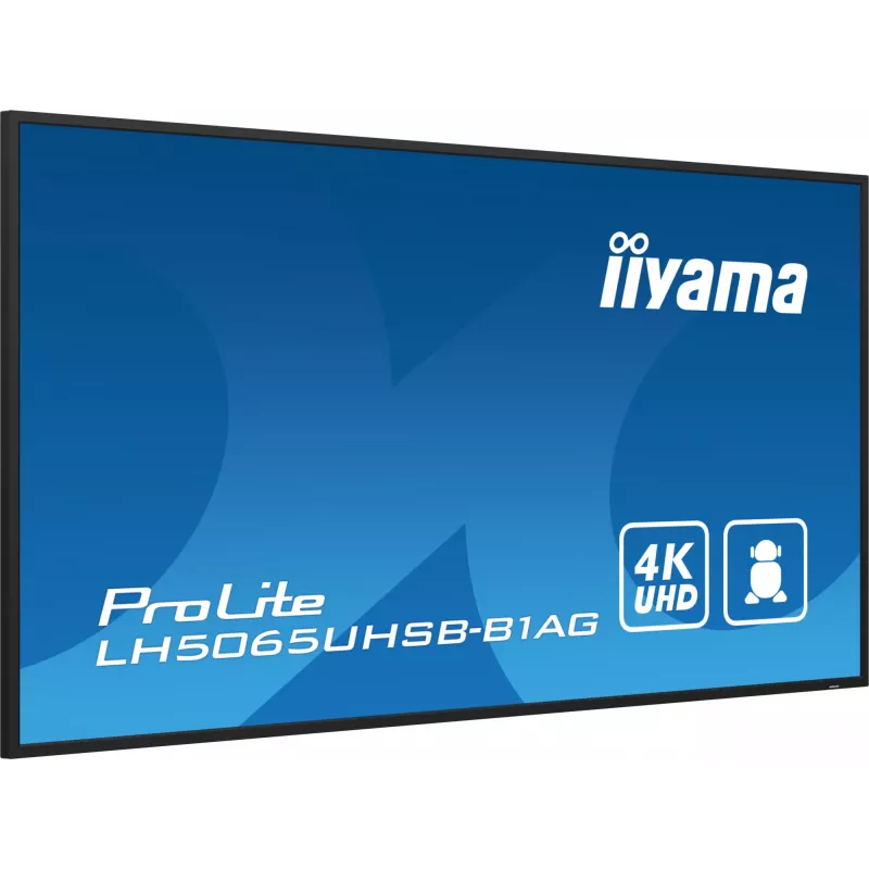 iiyama LH5065UHSB-B1AG Skaitmeninės reklamos ekranas 125,7 cm (49,5 colio) LCD Wi-Fi 800 cd/m² 4K Ultra HD Juodas Įmontuotas procesorius Android 11 24/7