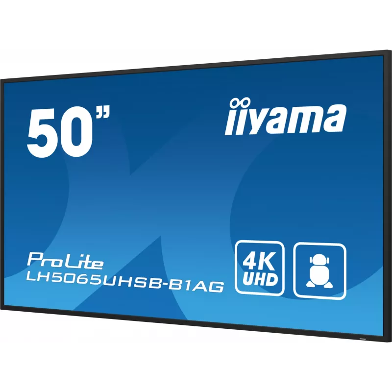 iiyama LH5065UHSB-B1AG Skaitmeninės reklamos ekranas 125,7 cm (49,5 colio) LCD Wi-Fi 800 cd/m² 4K Ultra HD Juodas Įmontuotas procesorius Android 11 24/7