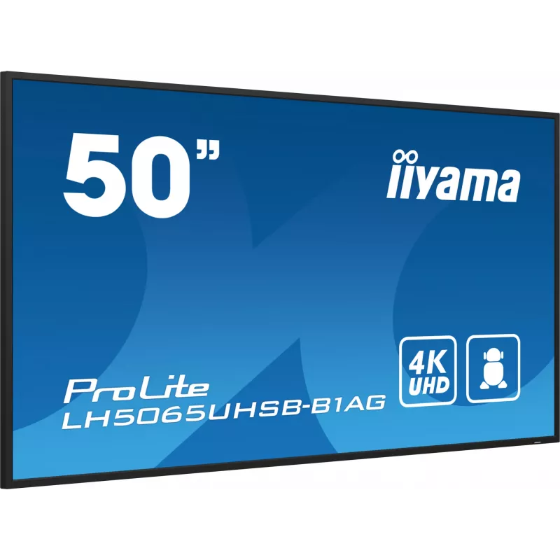 iiyama LH5065UHSB-B1AG Skaitmeninės reklamos ekranas 125,7 cm (49,5 colio) LCD Wi-Fi 800 cd/m² 4K Ultra HD Juodas Įmontuotas procesorius Android 11 24/7