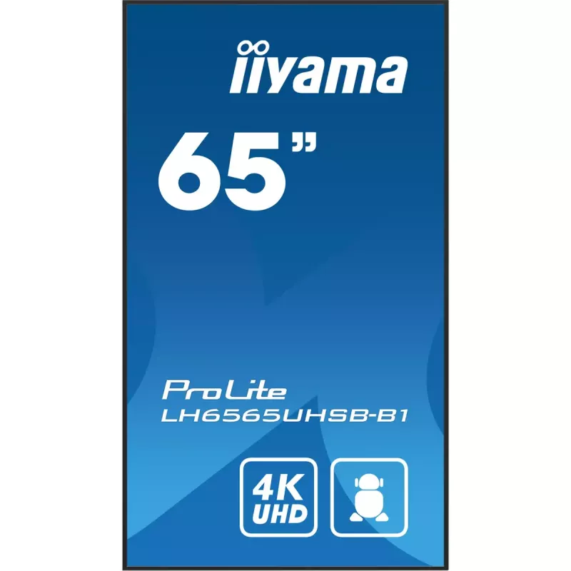 iiyama LH6565UHSB-B1 Skaitmeninės reklamos ekranas Kiosk dizainas 163,8 cm (64,5 colio) LED Wi-Fi 800 cd/m² 4K Ultra HD Juodas Įmontuotas procesorius Android 11 24/7