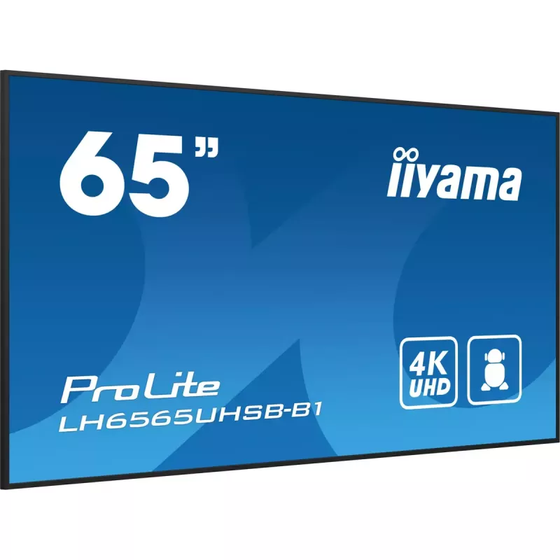 iiyama LH6565UHSB-B1 Skaitmeninės reklamos ekranas Kiosk dizainas 163,8 cm (64,5 colio) LED Wi-Fi 800 cd/m² 4K Ultra HD Juodas Įmontuotas procesorius Android 11 24/7