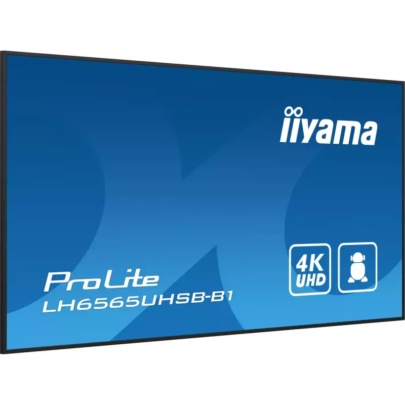 iiyama LH6565UHSB-B1 Skaitmeninės reklamos ekranas Kiosk dizainas 163,8 cm (64,5 colio) LED Wi-Fi 800 cd/m² 4K Ultra HD Juodas Įmontuotas procesorius Android 11 24/7