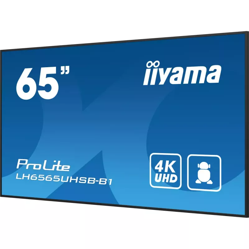 iiyama LH6565UHSB-B1 Skaitmeninės reklamos ekranas Kiosk dizainas 163,8 cm (64,5 colio) LED Wi-Fi 800 cd/m² 4K Ultra HD Juodas Įmontuotas procesorius Android 11 24/7