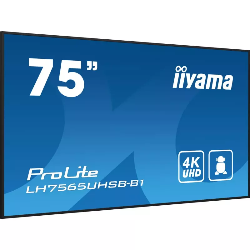 iiyama LH7565UHSB-B1 Signage ekranas su kiosko dizainu 189,2 cm (74,5 colio) LED Wi-Fi 800 cd/m² 4K Ultra HD juodas, integruotas procesorius Android 11, 24/7