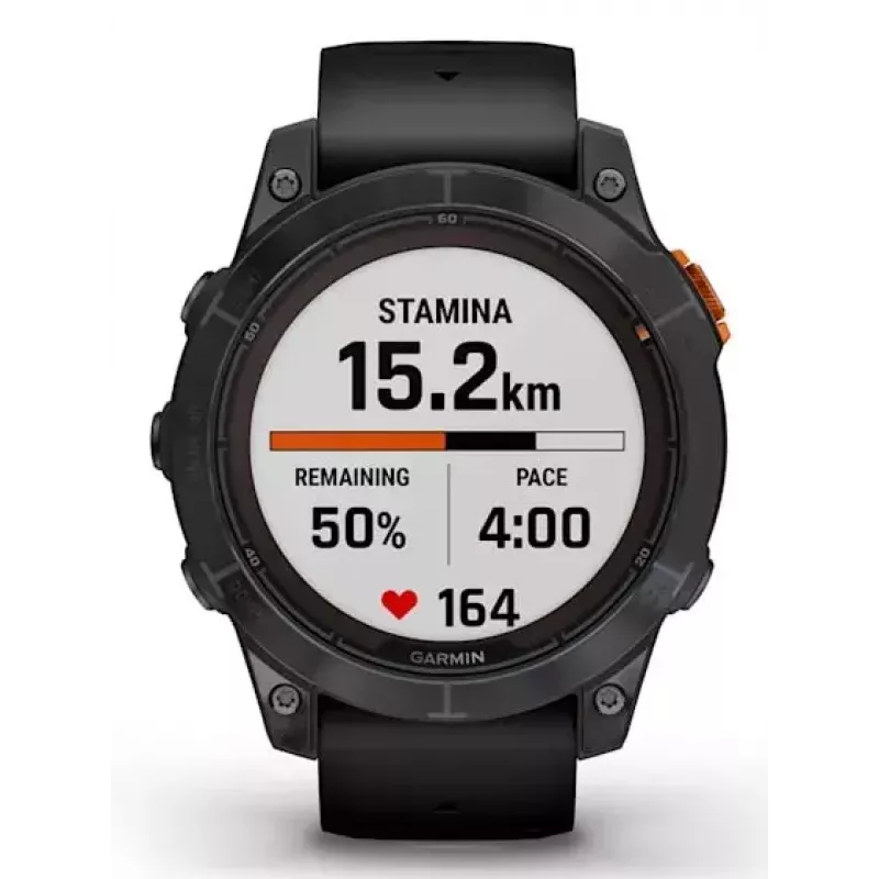 Išmanusis laikrodis GARMIN fēnix 7 Pro Solar Edition — 47 mm korpusas, 1,3 colio MIP jutiklinis ekranas, 32 GB, GPS, Wi‑Fi, Bluetooth, juodas silikoninis dirželis