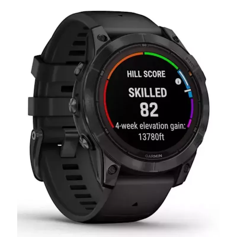 Išmanusis laikrodis GARMIN fēnix 7 Pro Solar Edition — 47 mm korpusas, 1,3 colio MIP jutiklinis ekranas, 32 GB, GPS, Wi‑Fi, Bluetooth, juodas silikoninis dirželis