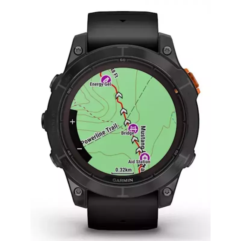 Išmanusis laikrodis GARMIN fēnix 7 Pro Solar Edition — 47 mm korpusas, 1,3 colio MIP jutiklinis ekranas, 32 GB, GPS, Wi‑Fi, Bluetooth, juodas silikoninis dirželis