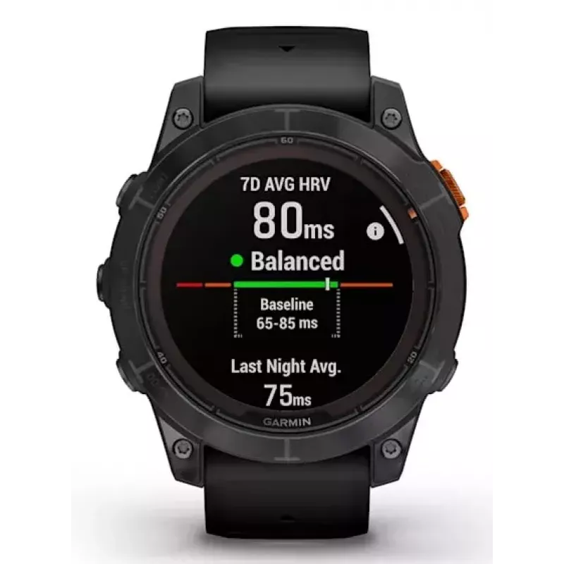 Išmanusis laikrodis GARMIN fēnix 7 Pro Solar Edition — 47 mm korpusas, 1,3 colio MIP jutiklinis ekranas, 32 GB, GPS, Wi‑Fi, Bluetooth, juodas silikoninis dirželis