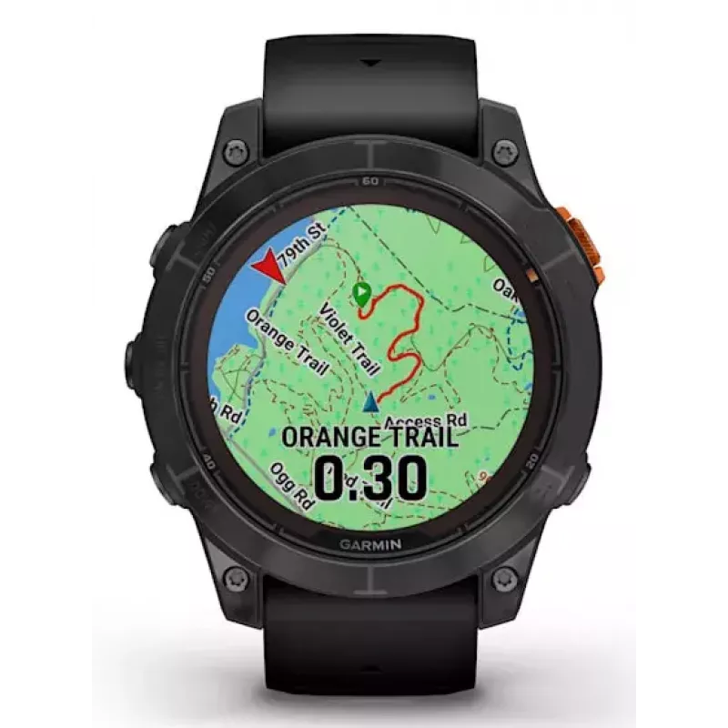 Išmanusis laikrodis GARMIN fēnix 7 Pro Solar Edition — 47 mm korpusas, 1,3 colio MIP jutiklinis ekranas, 32 GB, GPS, Wi‑Fi, Bluetooth, juodas silikoninis dirželis