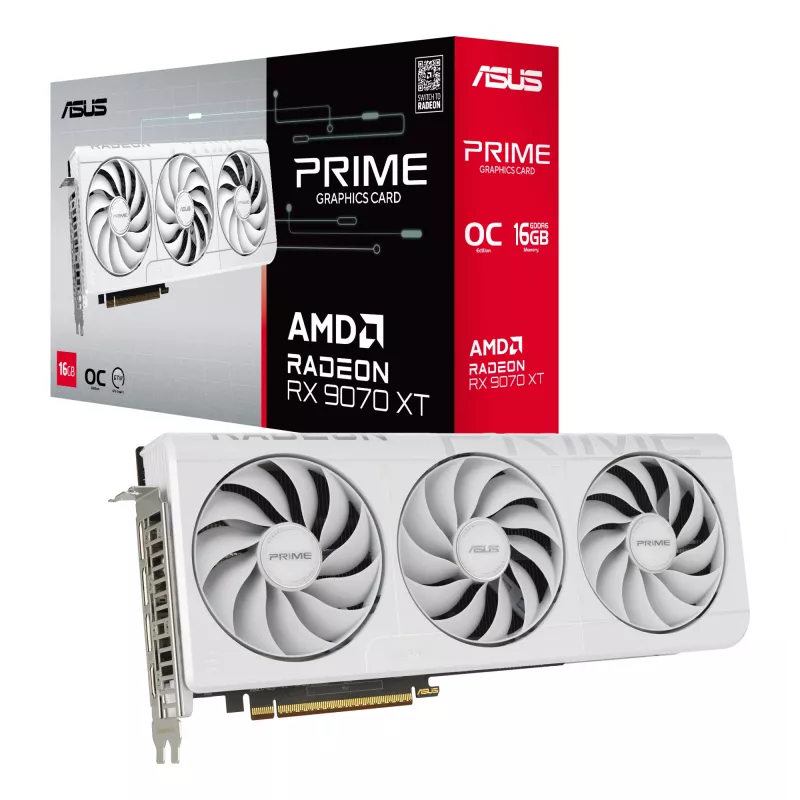 ASUS Prime RX9070XT-O16G-WHITE AMD Radeon RX 9070 XT 16 GB GDDR6 vaizdo plokštė
