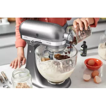 Standinis maišytuvas KITCHENAID ARTISAN 5KSM185PS — 300 W, 4,8 L nerūdijančio plieno dubuo, 10 greičių, sidabrinis