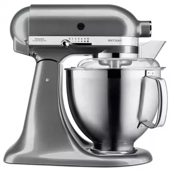 Standinis maišytuvas KITCHENAID ARTISAN 5KSM185PS — 300 W, 4,8 L nerūdijančio plieno dubuo, 10 greičių, sidabrinis