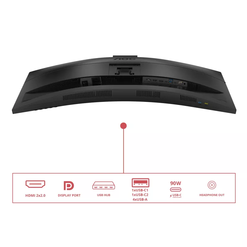 Monitorius AOC CU34E4CW 86,4 cm (34 colių) UWQHD 3440x1440, 120Hz, LED, juodas