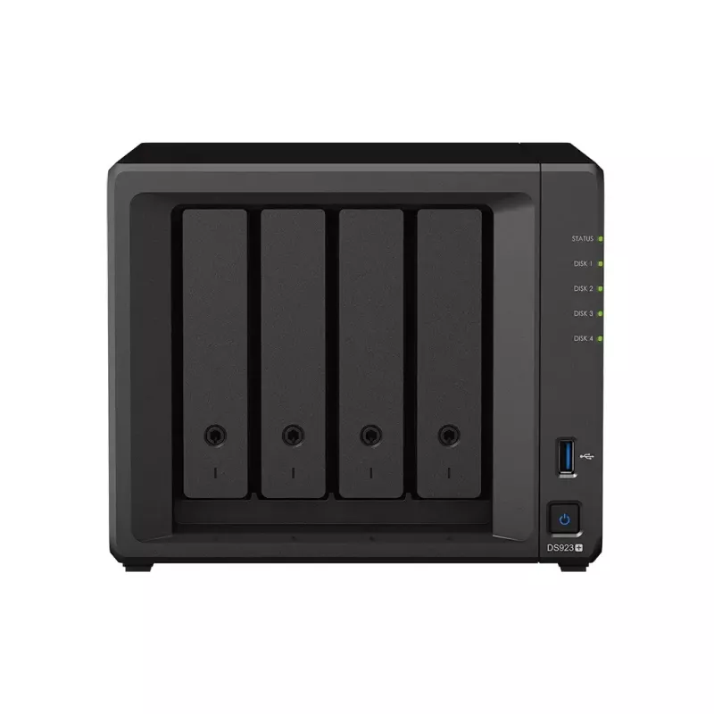 Synology DiskStation DS923+ tinklo saugykla (NAS) 4 diskams, AMD Ryzen R1600, 4 GB DDR4 ECC, 2x 1GbE