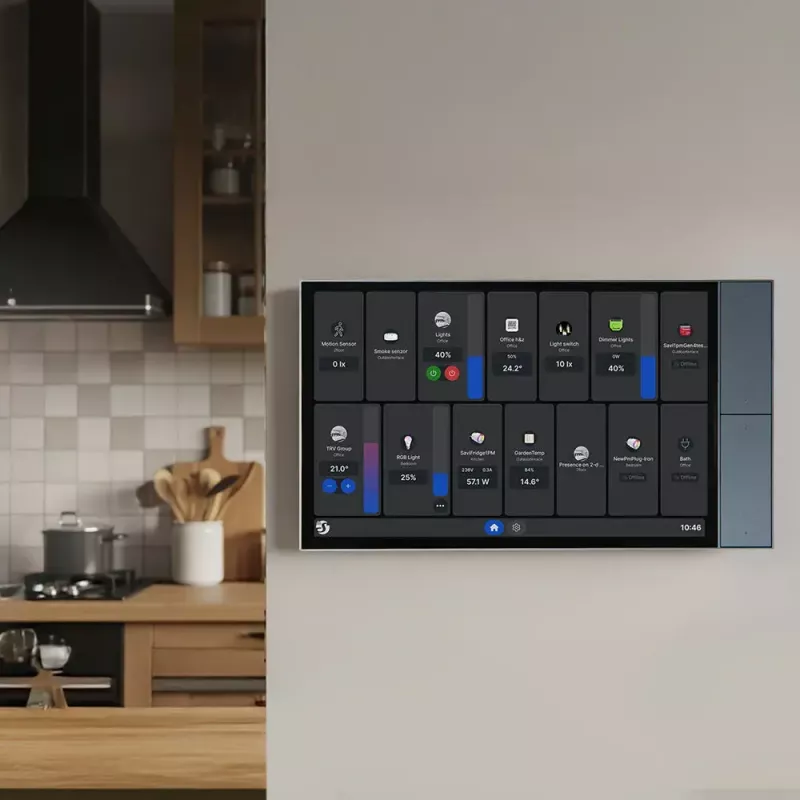 Valdymo skydelis sieninis Shelly Wall Display XL — 10.1 colio talpinis ekranas, 1280×752, Android, 1,8 GHz procesorius, 2 GB RAM, 100–240 V