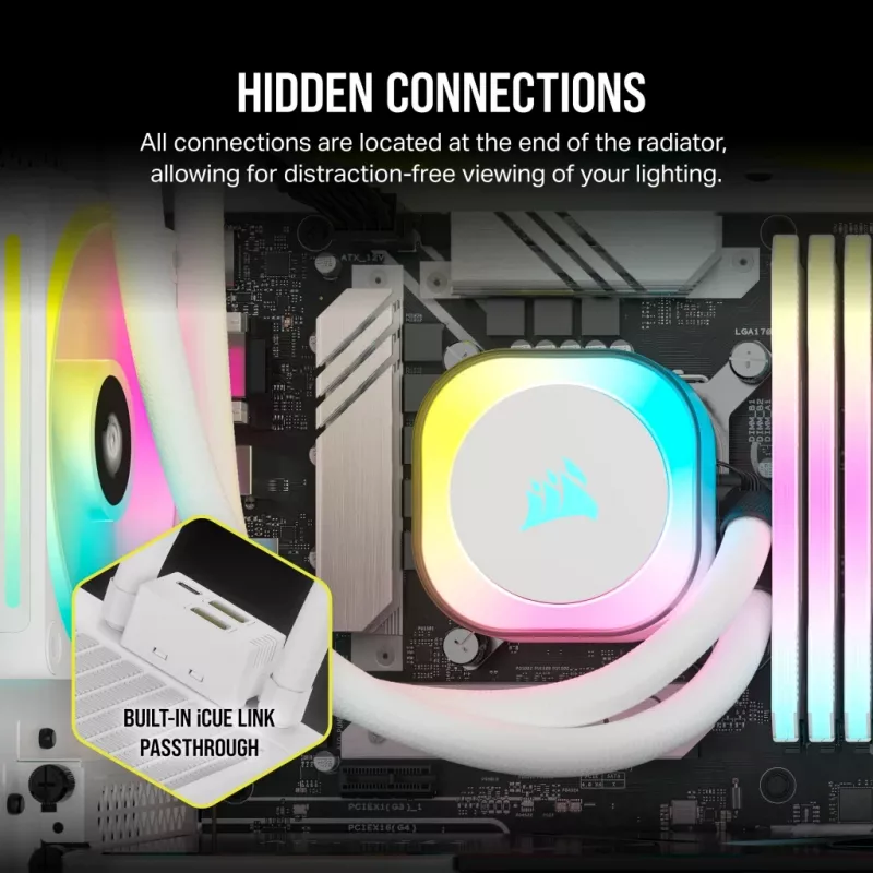 CORSAIR CPU aušintuvas - Icue Link H100I RGB skysčio aušintuvas - Baltas