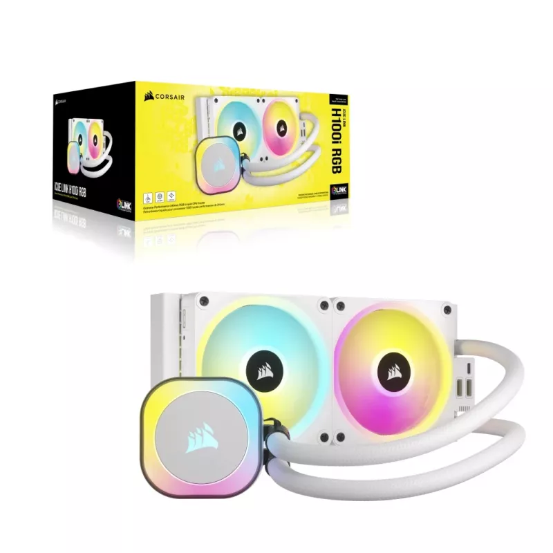 CORSAIR CPU aušintuvas - Icue Link H100I RGB skysčio aušintuvas - Baltas