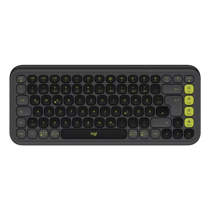 LOGITECH belaidė klaviatūra Pop Icon Keys - Graphite & Green QWERTZ (vokiškas išdėstymas)